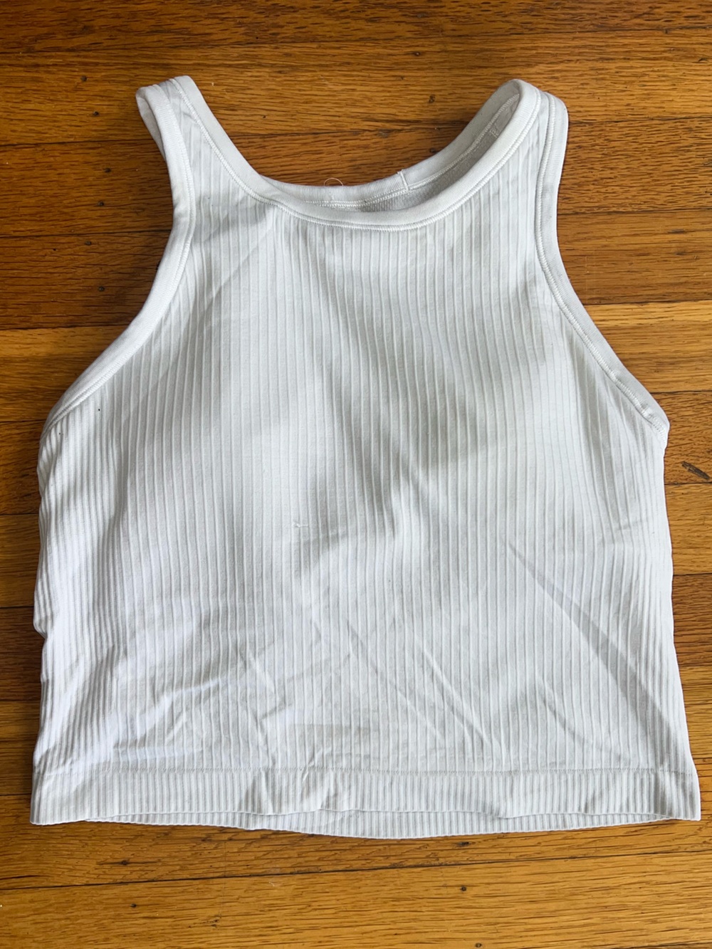 Lululemon Ribbed Racerback Padded Crop Tank Top Light Gray White Size Medium